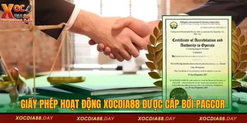 Giấy phép hoạt động Xocdia88 1 Giấy phép hoạt động Xocdia88 được cấp bởi PAGCOR